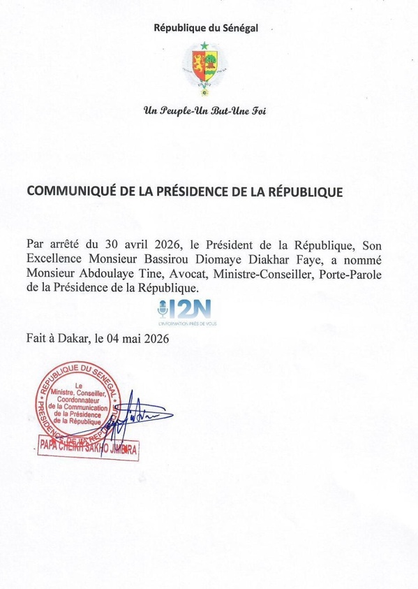 Présidence : Exit Ousseynou Ly, Me Abdoulaye Tine nouveau porte-voix du Palais Présidence : Exit Ousseynou Ly, Me Abdoulaye Tine nouveau porte-voix du Palais