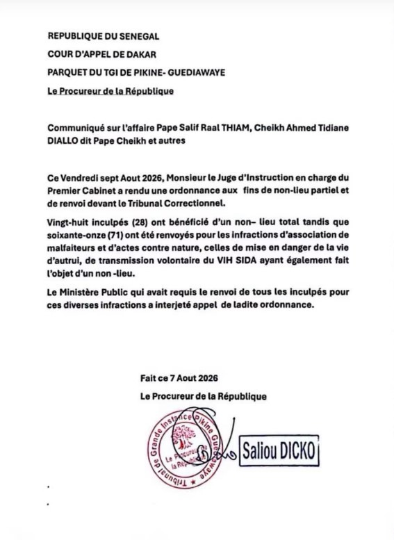 Pape Cheikh et Cie : le juge blanchit 28 inculpés, le parquet conteste
