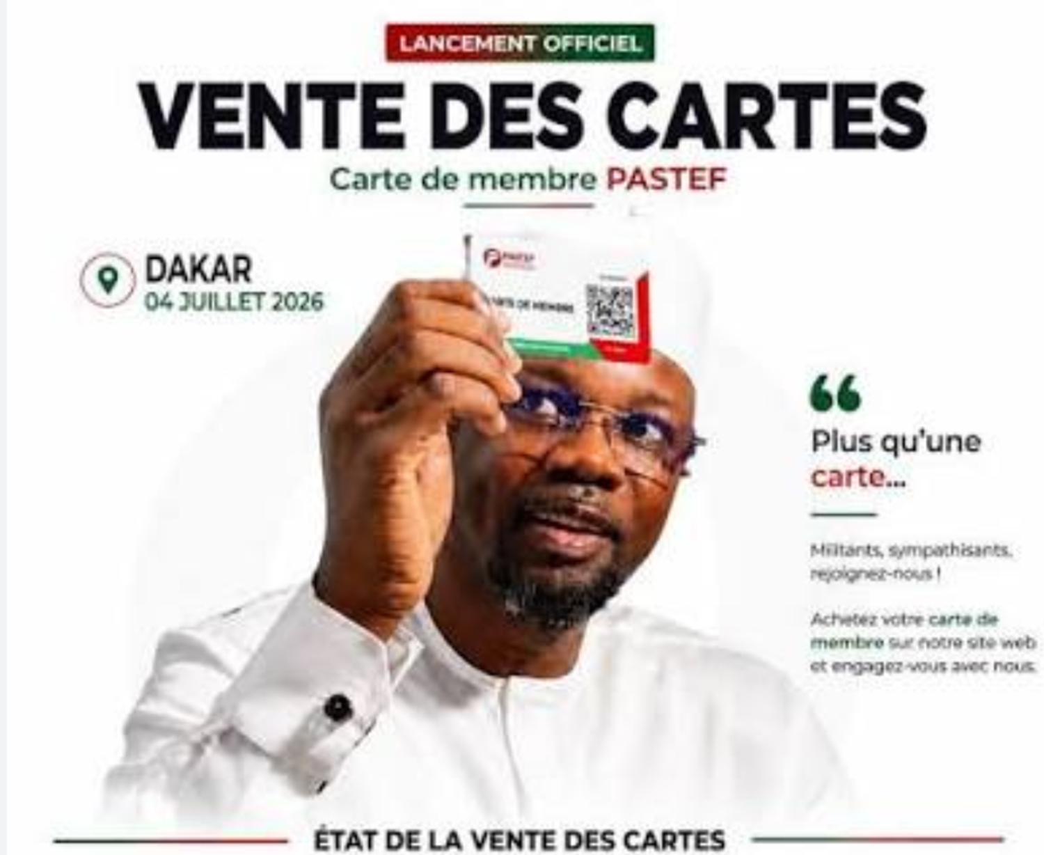 PASTEF RÉUSSIT UNE DÉMONSTRATION DE FORCE : Plus de 103.000 cartes de membre vendues en moins de 24 heures