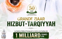 Touba : le Dahira Hizbut-Tarqiyyah remet un « hadiya » d’un milliard de francs CFA à Serigne Mountakha